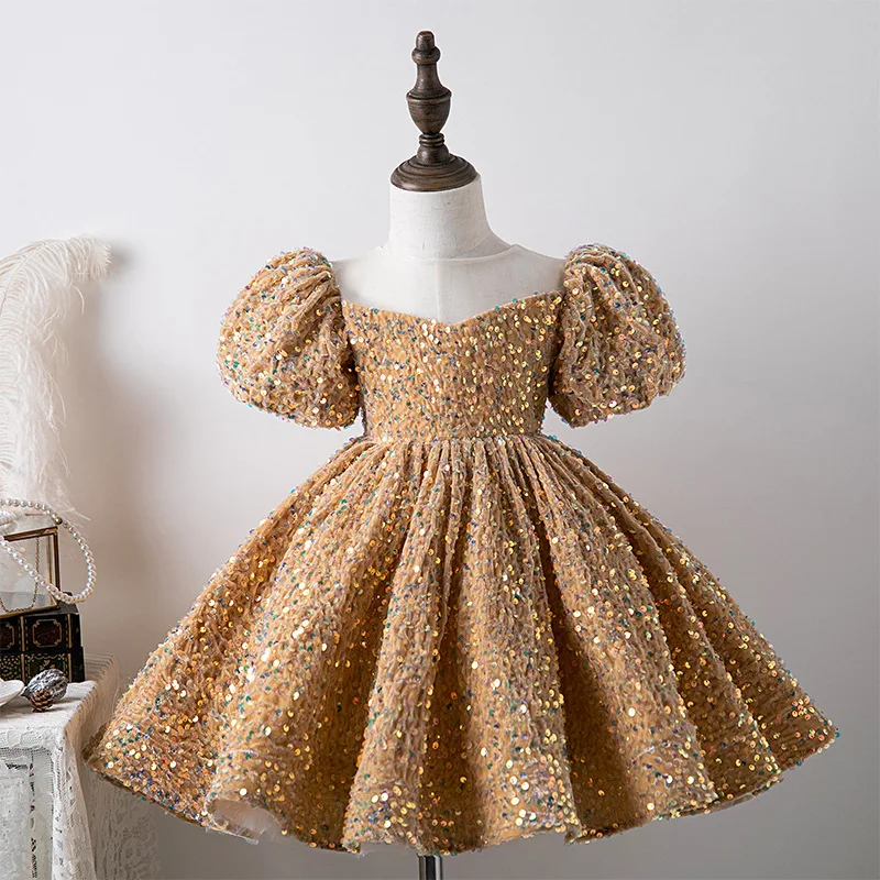 Little Girls First Birthday Ball Gown White Baptism Toddler Girls Sparkle  Sequin Puffy Dress Elegant Evening Pageant Dresses - AliExpress 1501