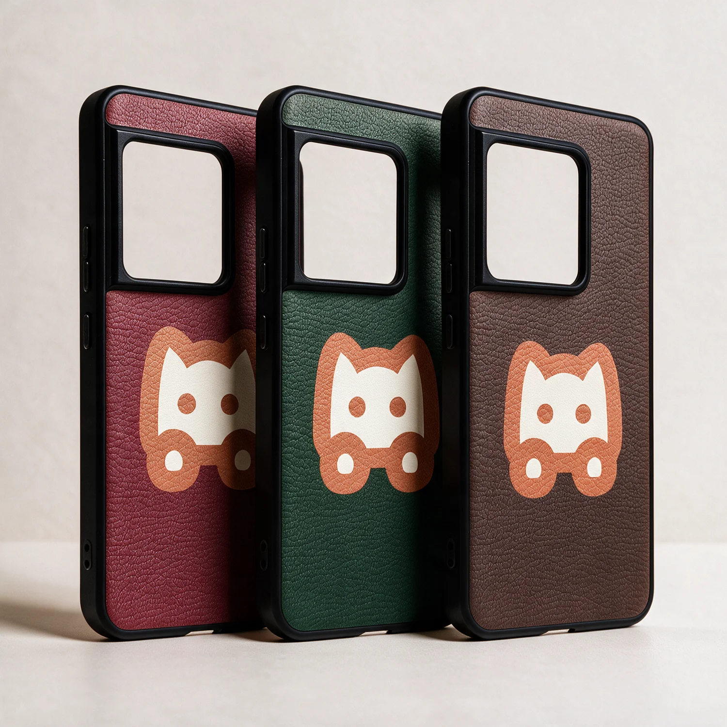 Luxury Genuine Leather Cat Pattern Phone Case for Women - Shockproof and Stylish