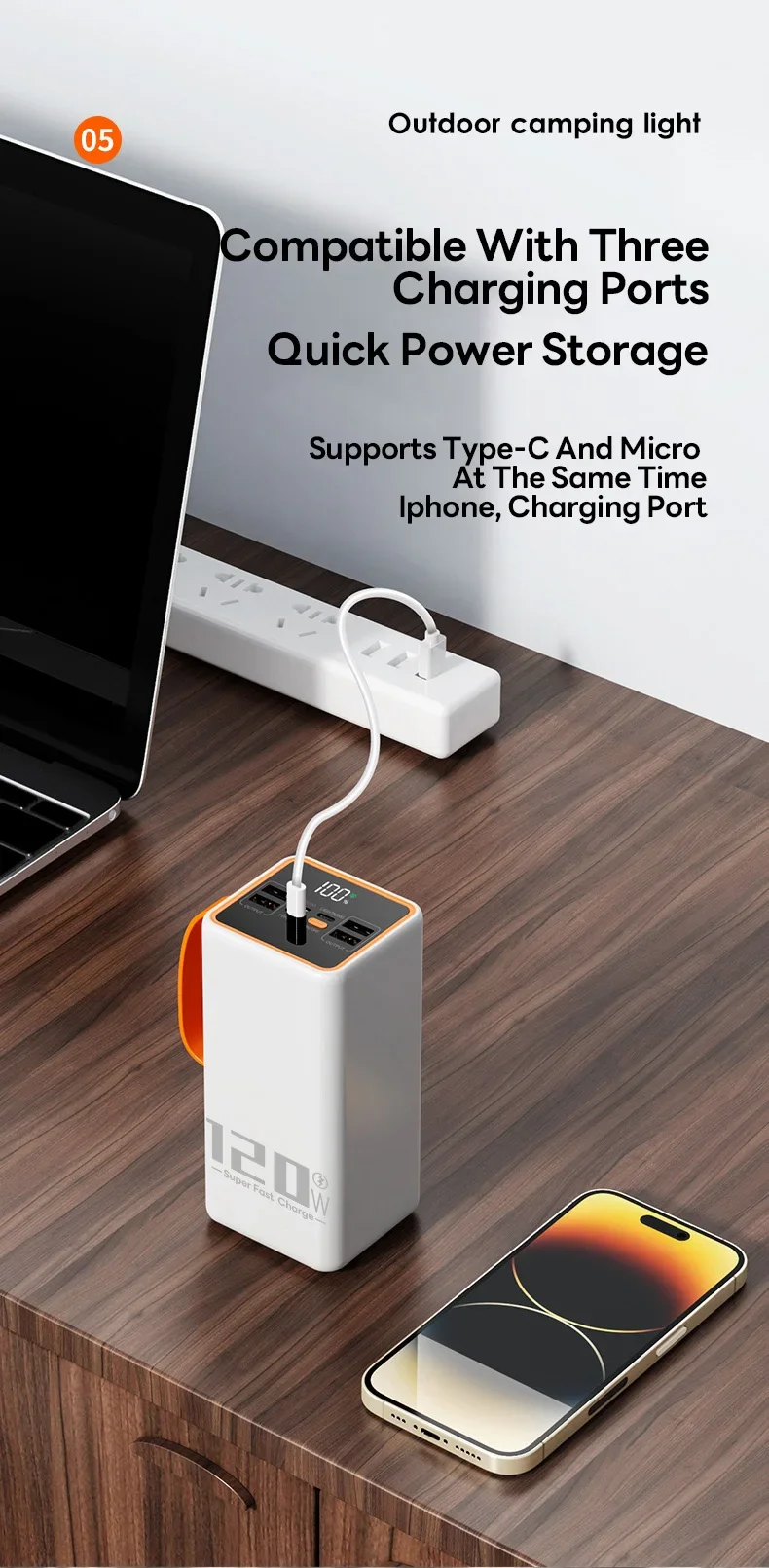 120W Power Bank Super Fast Charging 200000Mah Large Capacity W/ LED Mobile Power Supply for IPhone Huawei External Battery Pack 16 S11df83a6edfd40b79ce92dedf8ac7cb3F