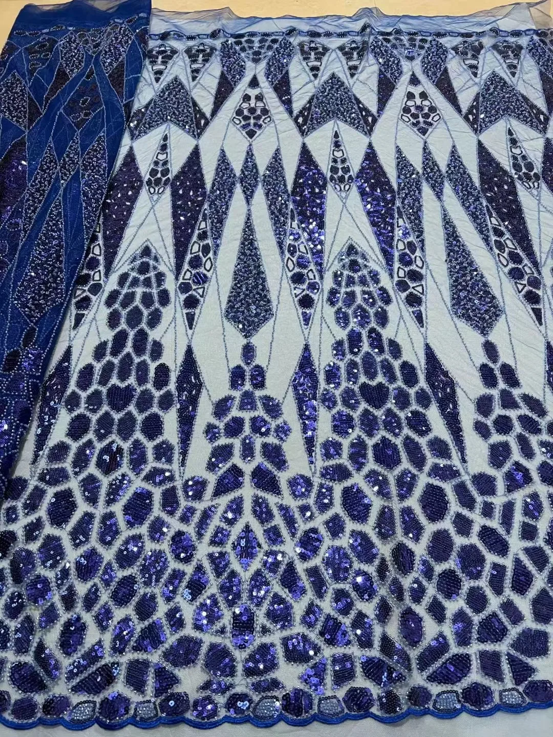 

RoyalBlue 2023 High-End Luxury French Embroidery Beaded Lace Fabric African Nigerian With Sequins Fabric For Wedding Party Dress