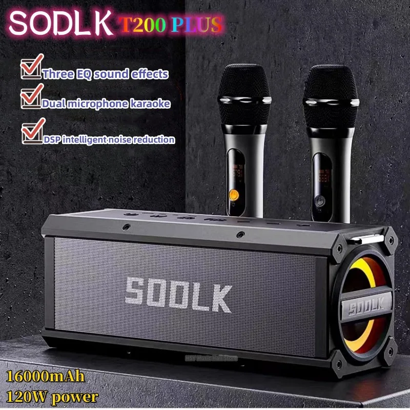 

T200 PLUS 120W High-power Portable Subwoofer Outdoor TWS Karaoke with Microphone Remote Control Bluetooth Speaker Caixa De Som