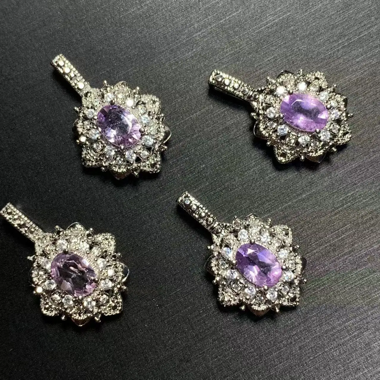 OVAL Natural Amethyst Pendant Necklace Fine Jewelry Handmade Stones Wholesale Healing Energy Gift Lucky Jewelry