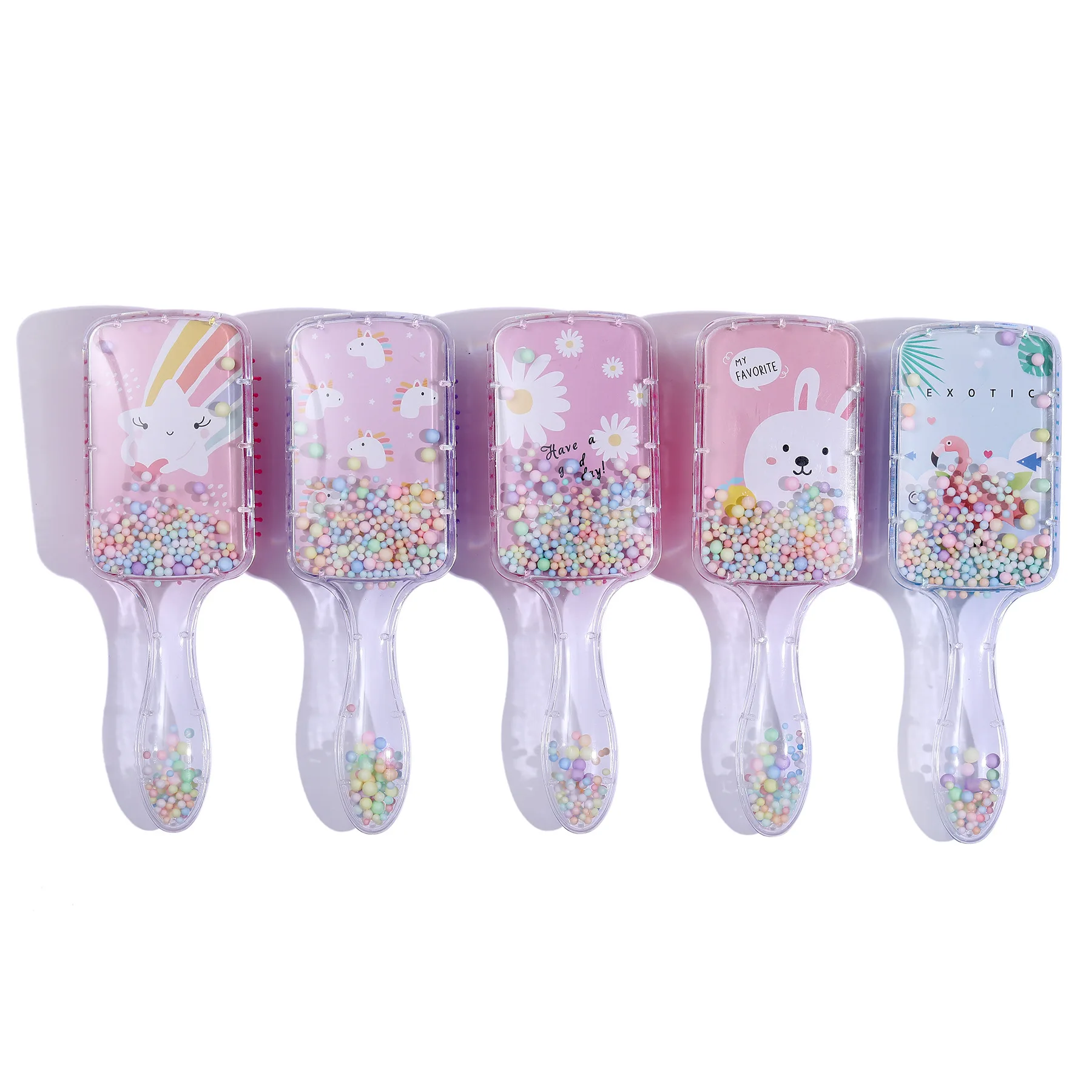 Kids Cartoon Glitter Hair Combs Panda Unicorn Anti-knot Massaging Air Cushion Combs for Girls Women Hair Tools Birthday Gifts