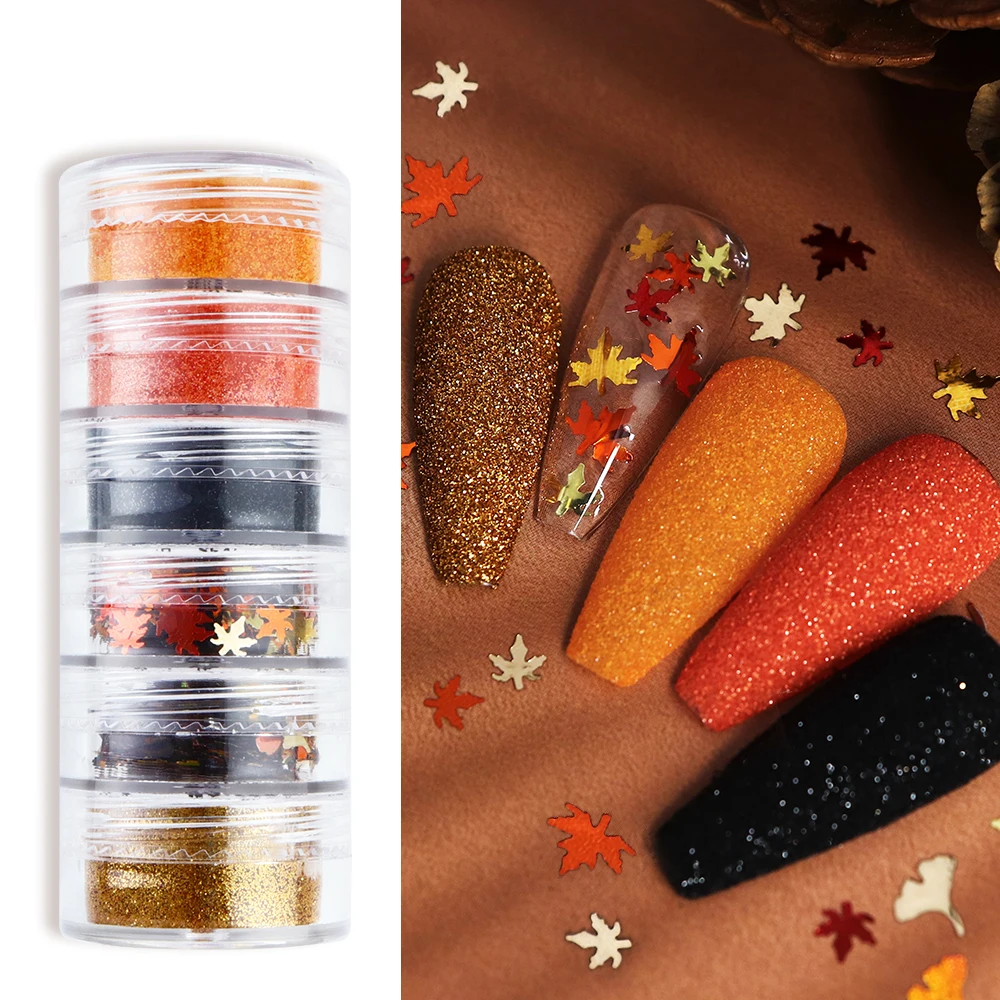 Golden Maple Leaf Nail Art Sequins