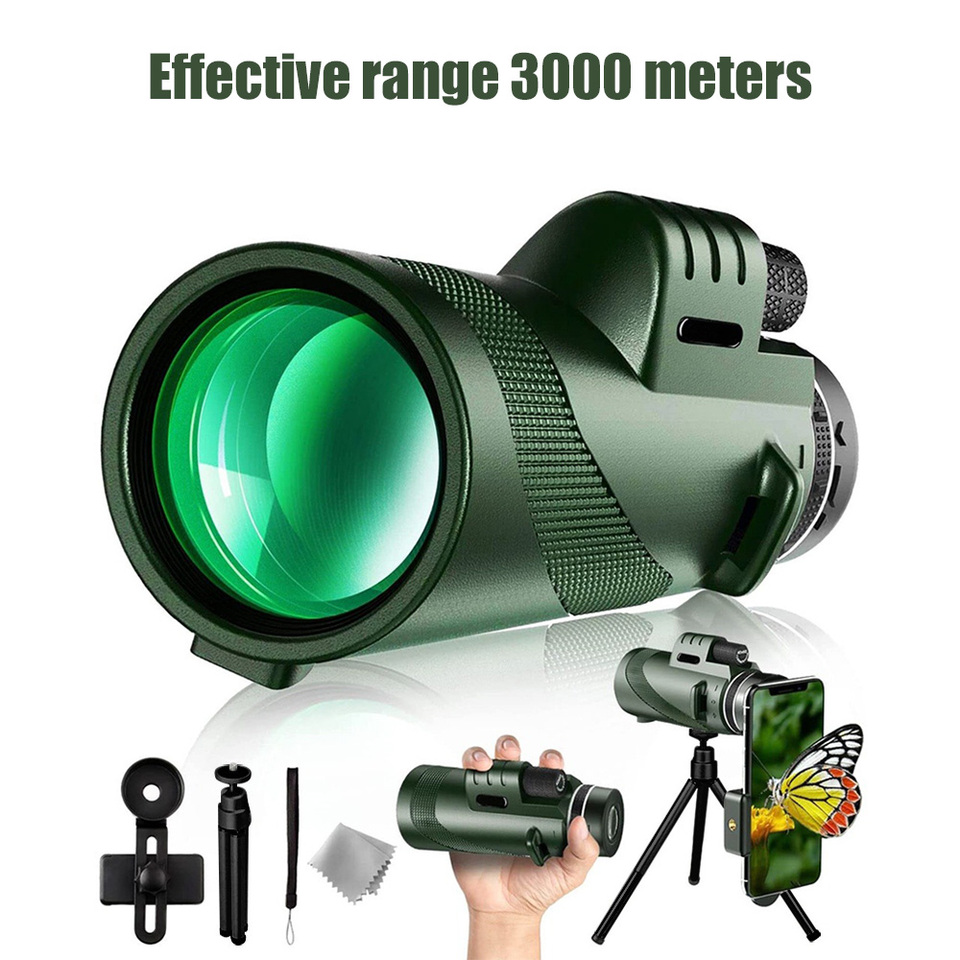 80*100 HD With smartphone stand and tripod Powerful Binoculars Long Range Portable Monocular or Camping Tourism Outdoor