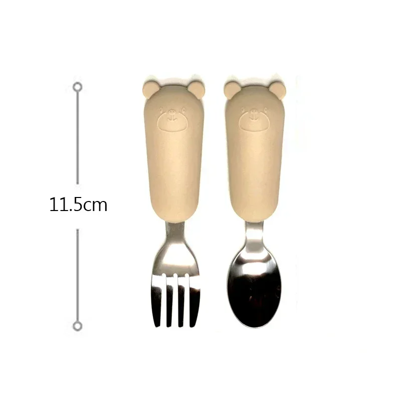 Baby Gadgets Tableware Set Children Utensil Stainless Steel Toddler Dinnerware Cutlery Cartoon Infant Food Feeding Spoon Fork