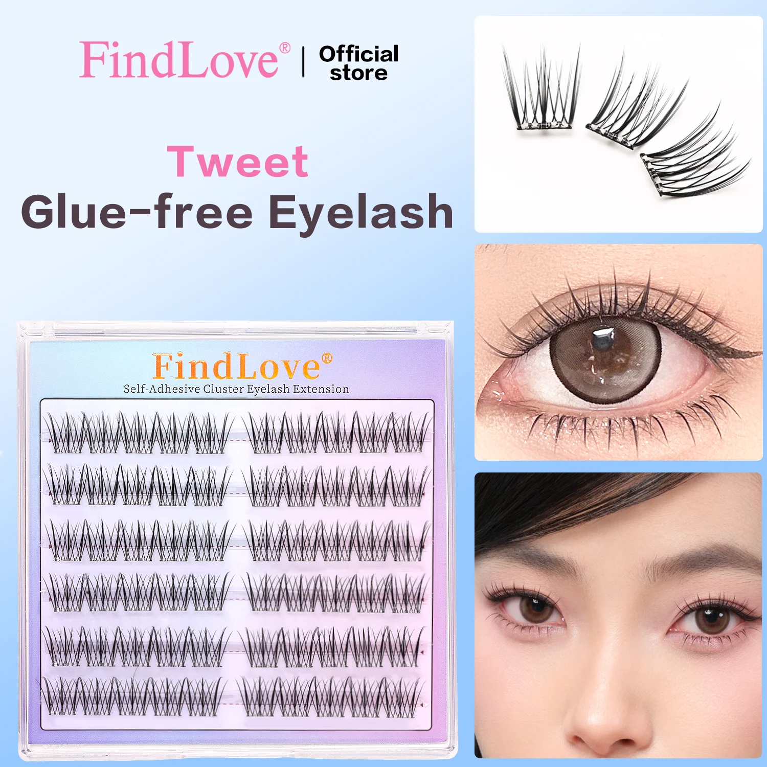 60 Clusters Pre Glued Lashes 11-13mm Natural Wear No Glue Needed Eyelash Reusable Self Adhesive Eyelashes Wispy Eyelash Makeup