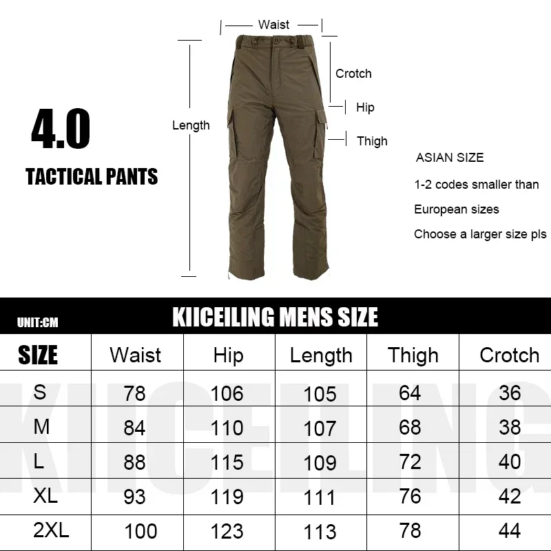 KIICEILING ECIG 4.0 MIG 4.0 Hiking Tactical Pants Cargo Pants Men Women Hunting Ski Climbing Winter Thermal Waterproof Trousers