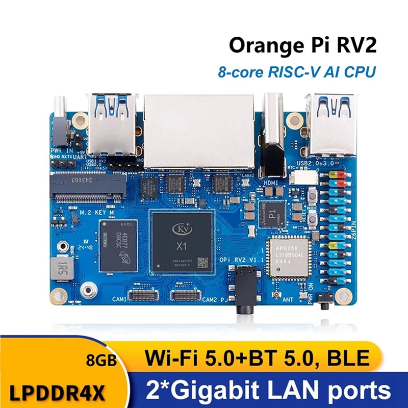Orange Pi RV2 RISC-V AI CPU 개발 보드용 N11R Wifi+BT5.0 기가비트 이더넷 SBC