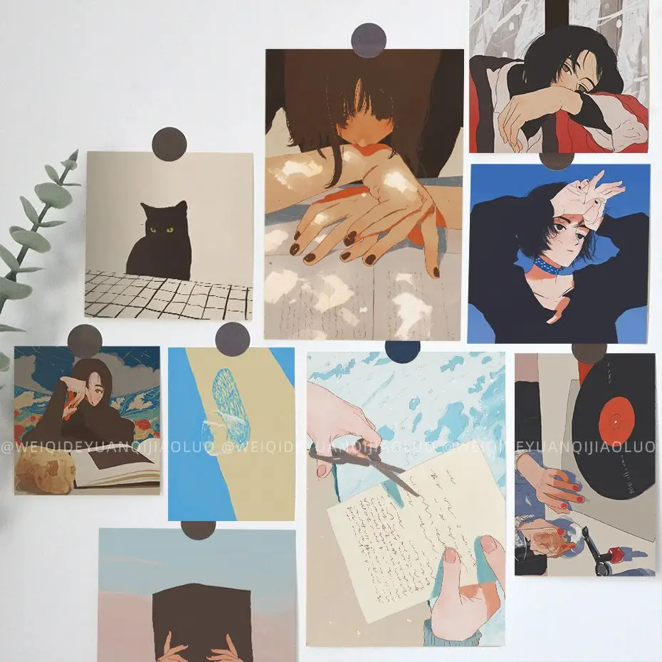 15Pcs Paint Japan Wall Stickers Cartoon Vintage For Art Bar Door Wallpaper Refrigerator Room Home Decor Waterproof Decal