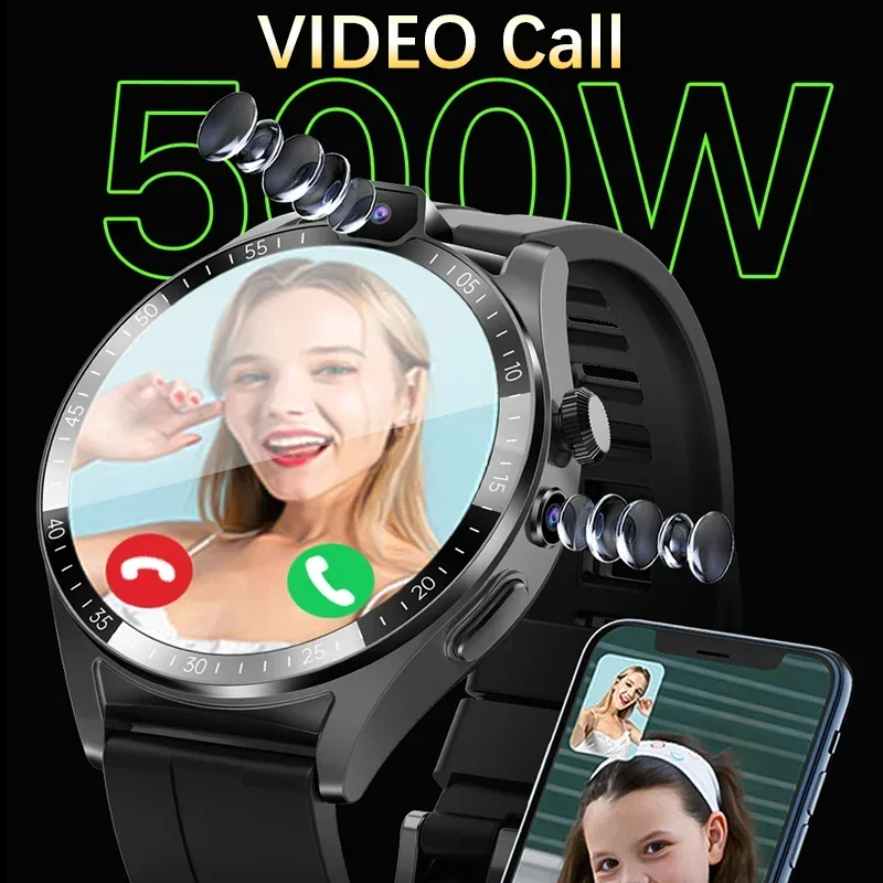 남성용 스마트 워치 GPS 위치 캠버 스크린 스마트 워치, 안드로이드 OS 9 SIM 카드, 와이파이 듀얼 카메라, 화상 통화, 4G NET 128G Rom T1