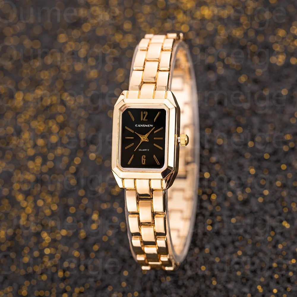 Luxury Top Brand Gold Watches Women Elegant Small Square Dial Ladies Quartz Watch Simple Fashion Female Clock zegarek damski 2