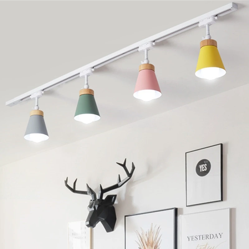 LED Track Light Track Rail Spotlight lampshade With E27 9W Bulb Track Lights Aluminum Rail lamp For Shop Window display lighting