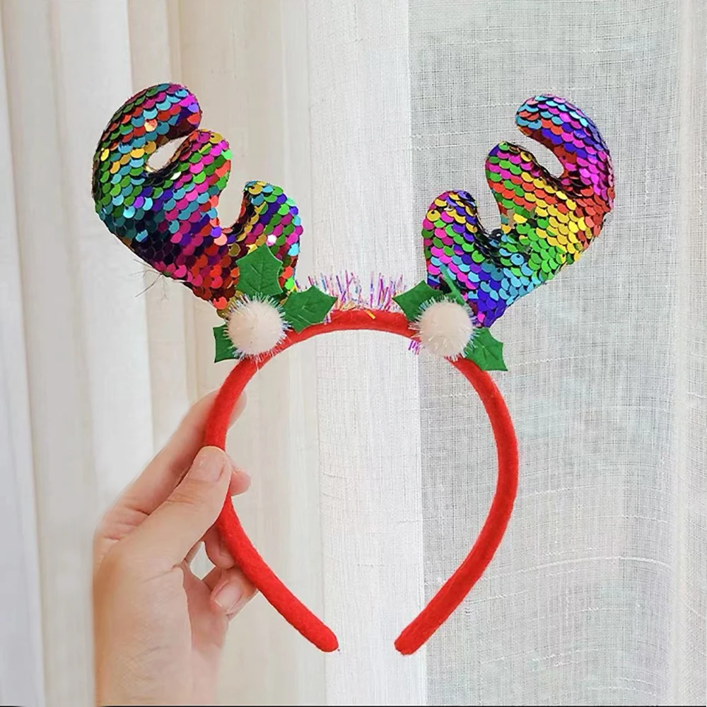 Christmas Headbands Children Santa Elk Antlers Baby Headband for Kids Adult Diadem Elf Ears Horns Navidad Gifts Hair Accessories