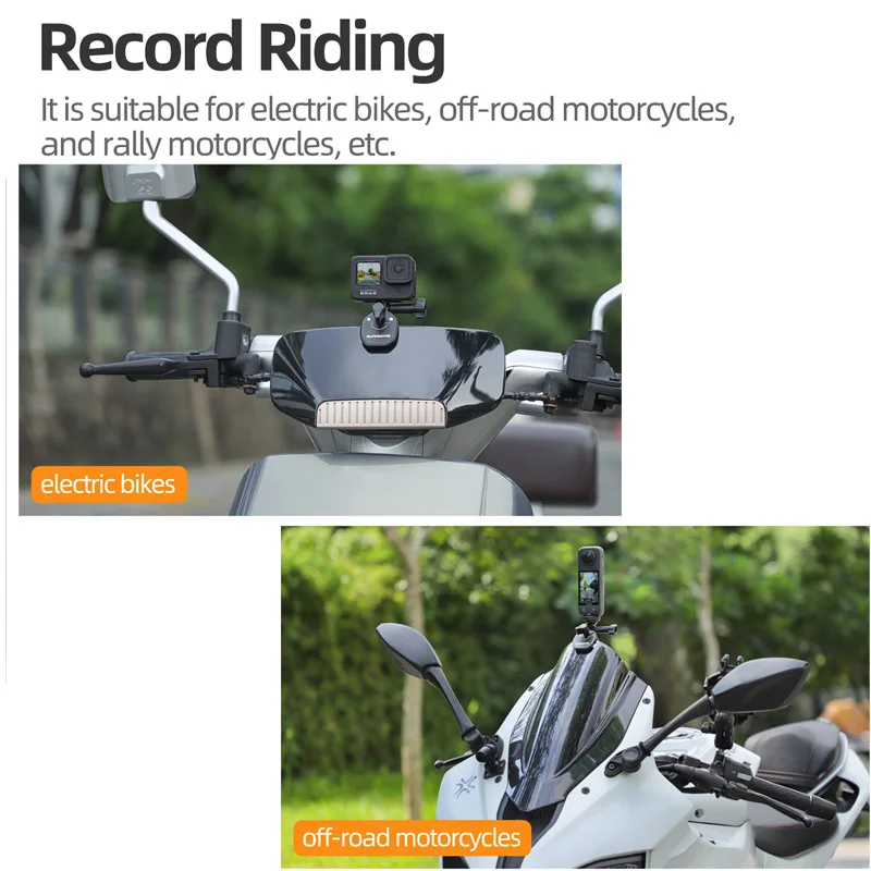 Universal Motorcycle Windshield Clip for DJI Action 5/4 CNC Aluminum Alloy Mount Clamp for Gopro/Insta360 GO3S/Ace pro Camera