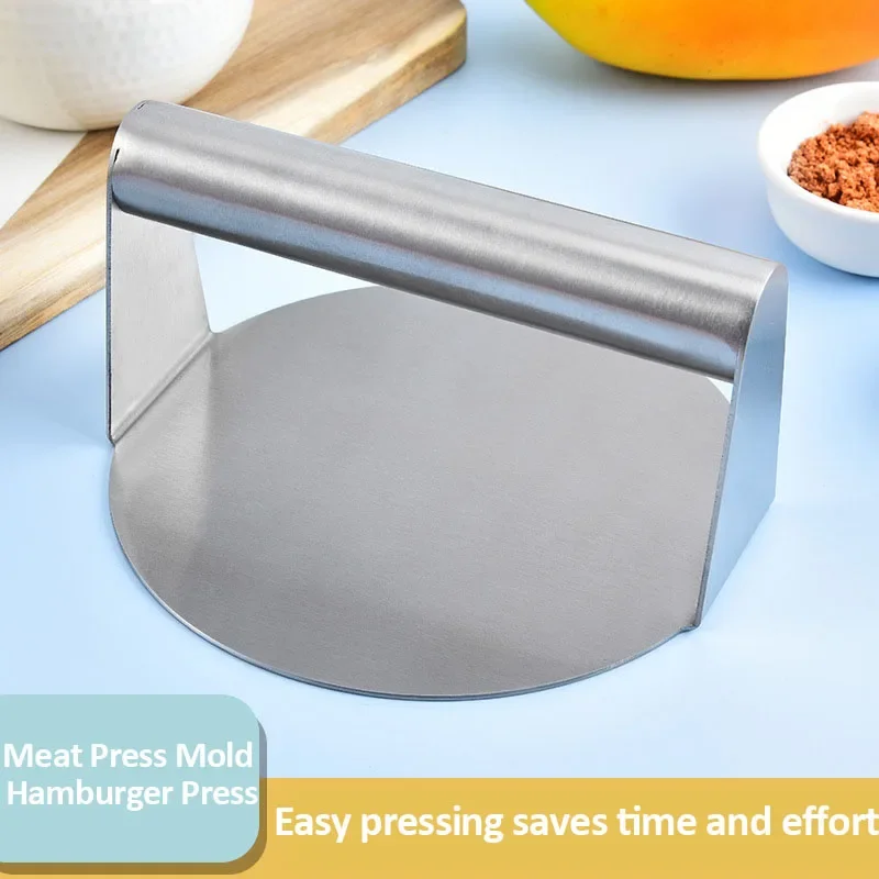 Burger Press Stainless Steel Round Smash Meat Press Mold for Deli Beef Plate Masher Kitchen Accessories