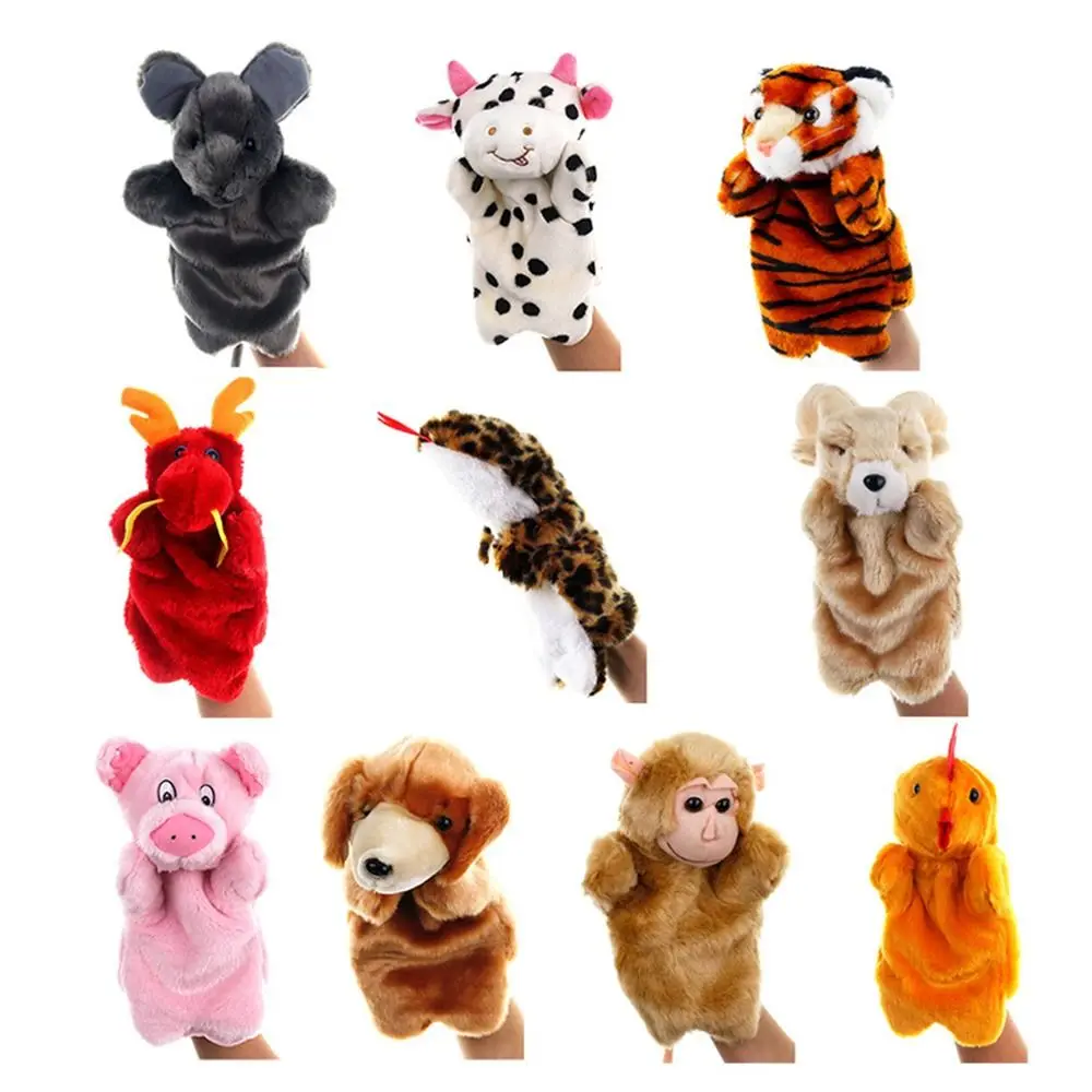 

Animal Hand Puppet 9.8 Inch Soft Plush Finger Puppets Dog Cow Pig Tiger Chicken Role-Play Toy Plushed Doll Storytelling Teaching