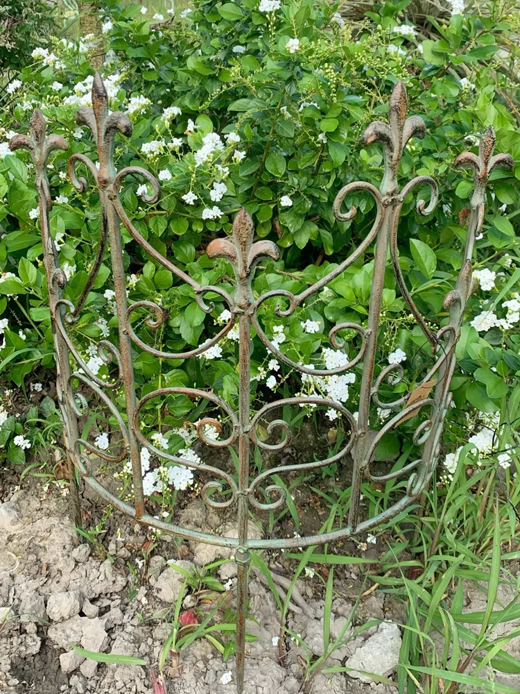 Vintage Distressed Iron Garden Fence and Trellis