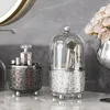Makeup Brush Organizer 360° Rotating Portable Desktop Lipstick Eyebrow Storage Box Tools With Lid For Bathroom Cosmetic Storage 1
