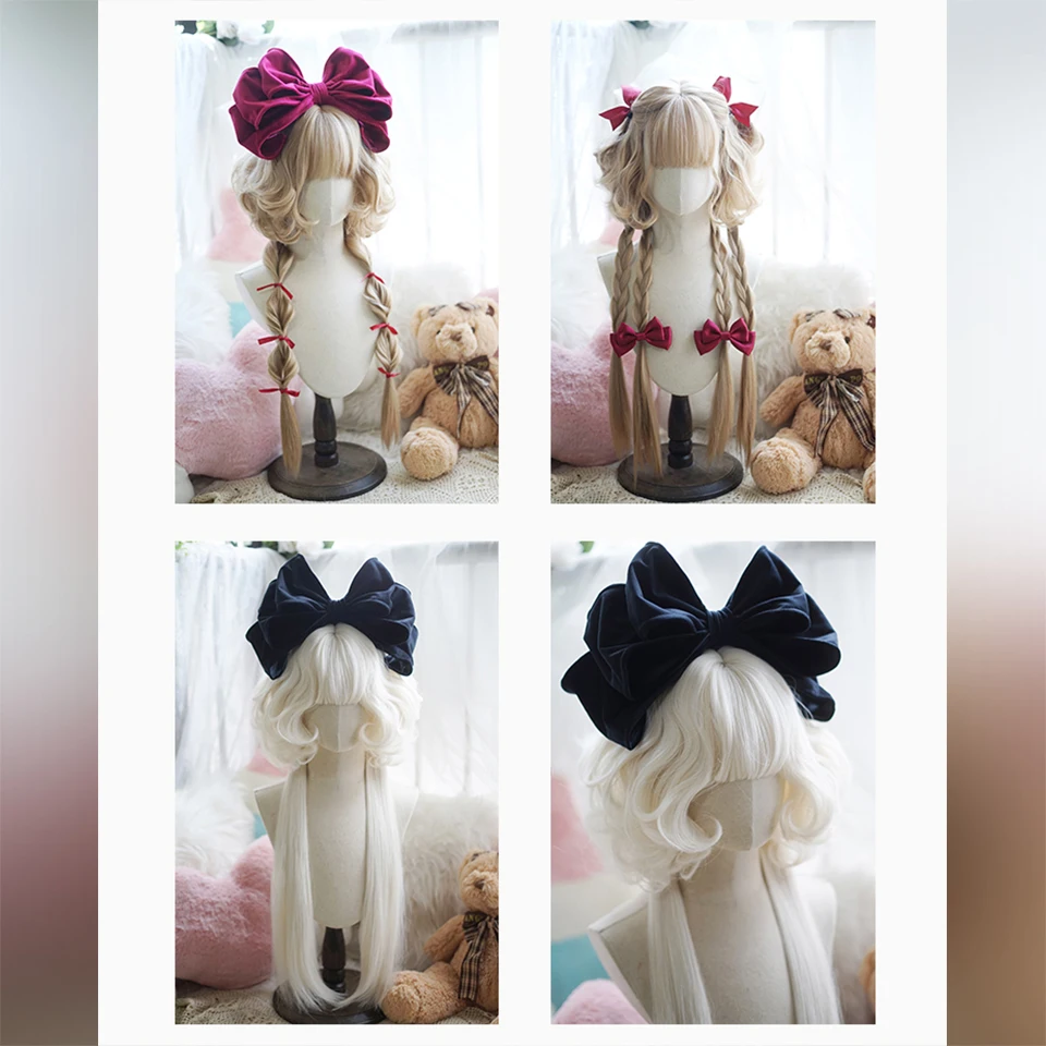 White Synthetic Curly Wig with Elf Ears for Women Costume