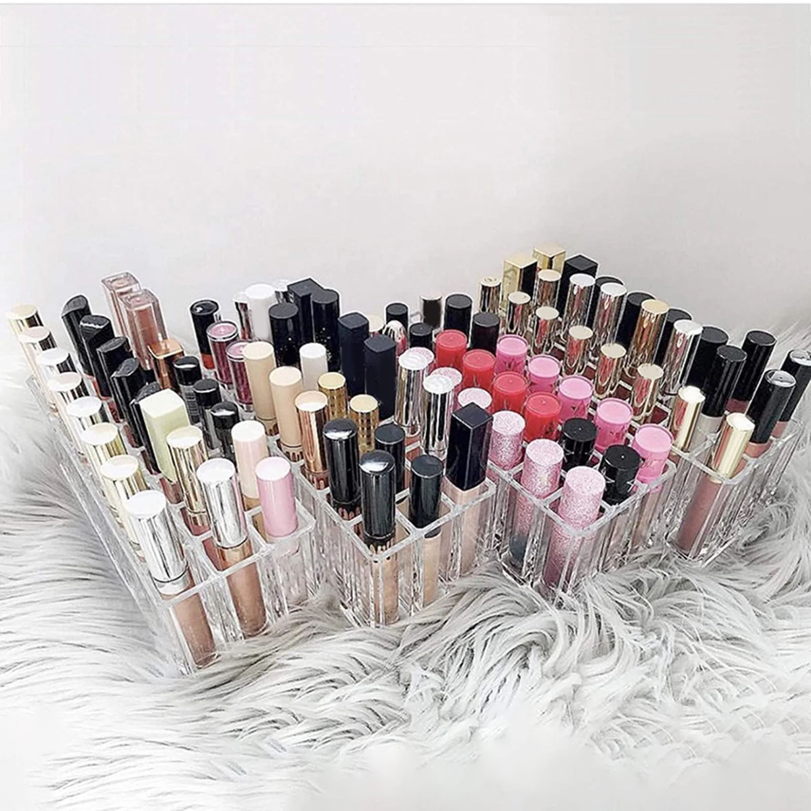 24 Slots Makeup Organizer Lipstick Holder Display Case Clear Lipstick Organizer Makeup Brush Holder Drawer Vanity Bathroom 4