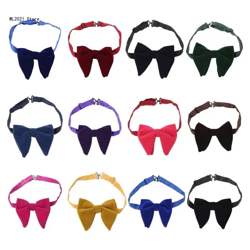 

Men Adult Bowtie Solid Color Velets Fashion Wedding Party Formal Neck Bow Tie