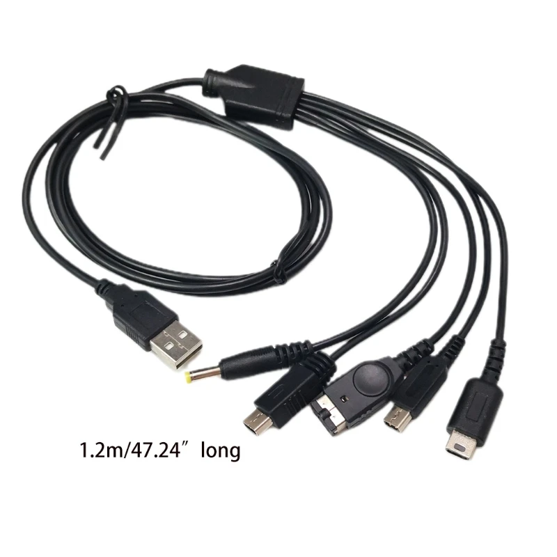 1,2 m/4 pés 5 em 1 Cabo de carregamento USB Cabo de carregamento rápido Fio de conexão de carga rápida para GBA SP/3DS/para PSP