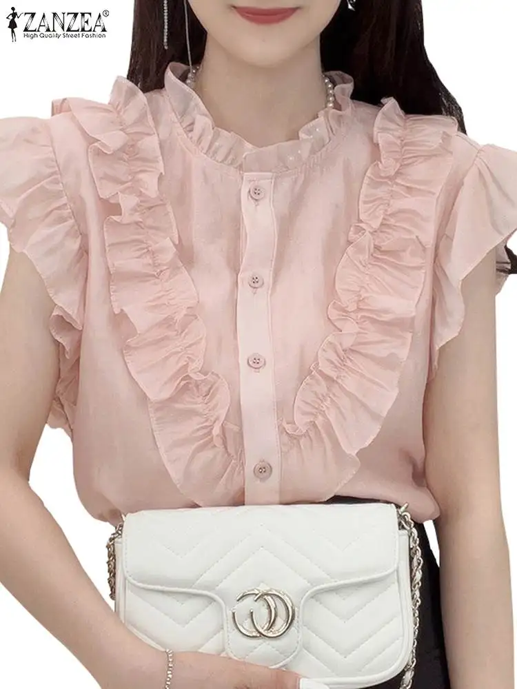 ZANZEA 2024 Ƽ  ž м ޽  콺, ָ μҸ ũ ž, ĳ־   Ƽġ Ʃ