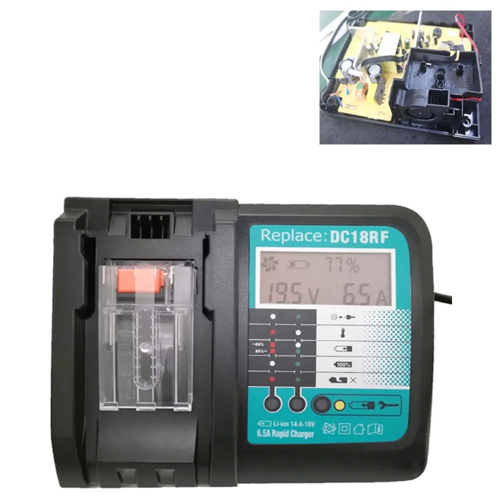 Makita 14.4V 18V Bl1830 Bl1430 Dc18Ra 전력 DC18Rct 3A 6A 충전용 Yakee DC18RC 리튬 이온 배터리 충전기