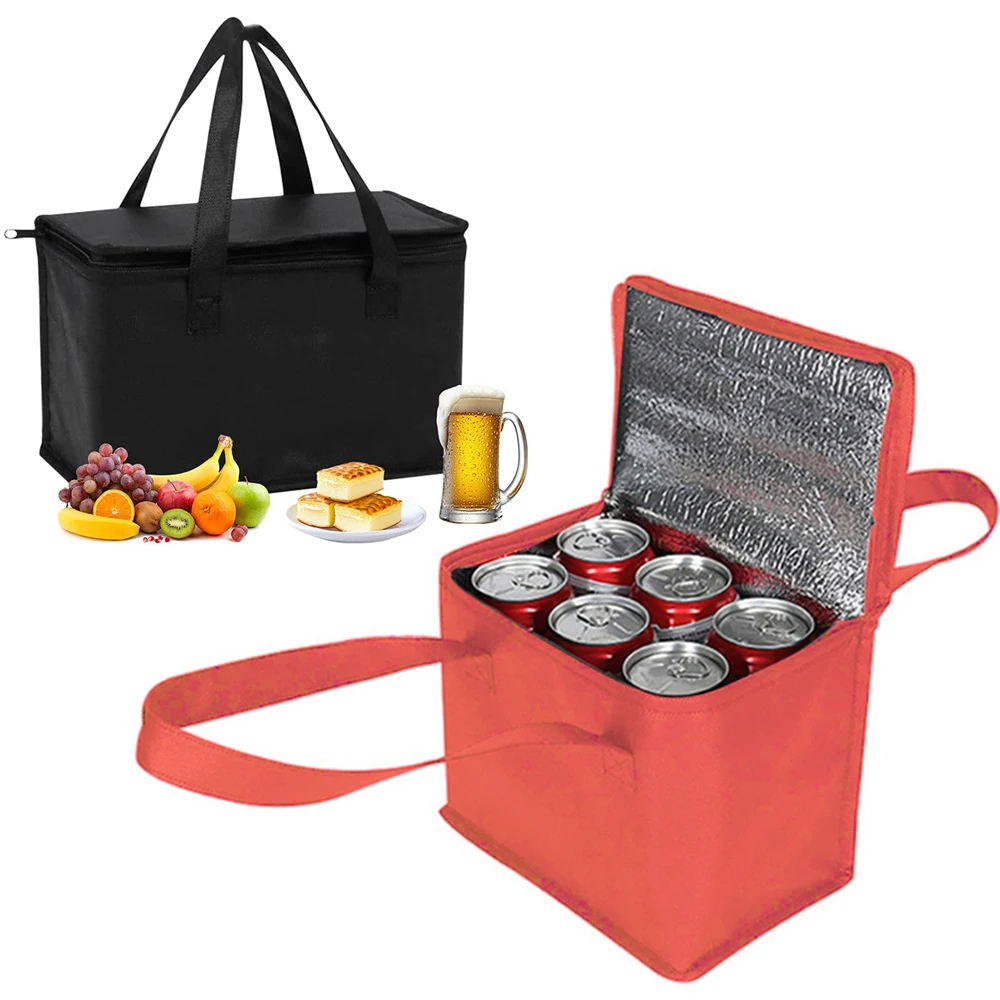 Insulated Thermal Cooler Bag Cool Lunch Foods Drink Boxes Drink Storage Big Square Chilled Bags Zip Picnic Tin Foil Food Bags foldable food storage thermal bag for cake drink cooler bags aluminum foil insulated box waterproof lunch box delivery bag