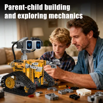 Assemblaggio modello robot trasformabile 5 in 1 con display digitale, giocattolo da costruzione robot telecomandato, regalo giocattolo per bambini