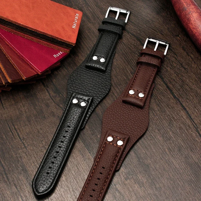 

22mm Genuine Leather Watchband For Fossil CH2592 CH2564 CH2565 CH2891CH3051 wristband men's tray strap with rivet style