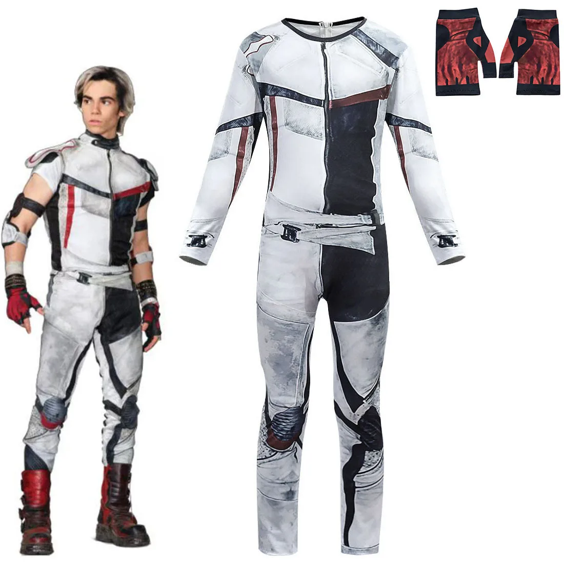 Halloween D-Descendants 3 Boys Jay Carlos Cosplay Bodysuit gloves mask Sets Kids Party Gifts