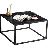 Black Coffee Table Small Square Coffee Table Simple Modern Center Table for Living Room Home Office 27.6 * 27.6 * 15.7Inch Easy 1