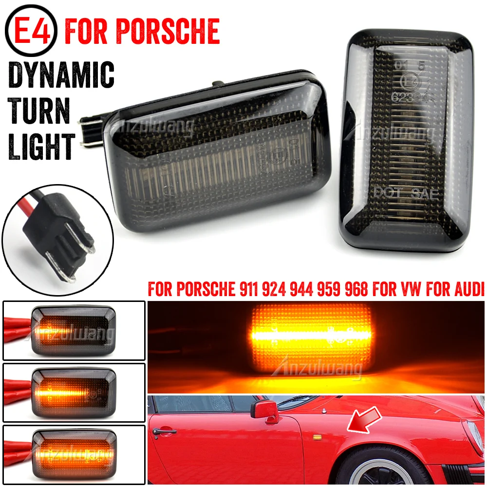 Smoked Dynamic Amber Led Side Marker Lights For Porsche 911 924 944 959 968 For Audi 100 200 A6
