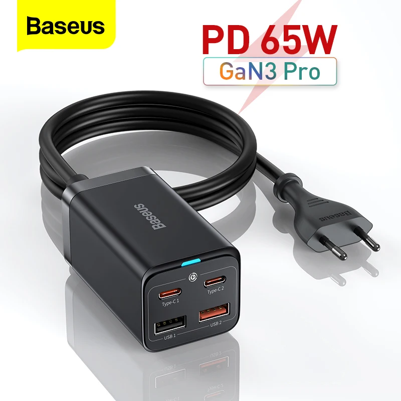 

Baseus PD 65W GaN Charger Quick Charge 4.0 3.0 Type C USB Charger for iPhone 13 12 Pro Max Macbook Laptop Fast Charger Adapter