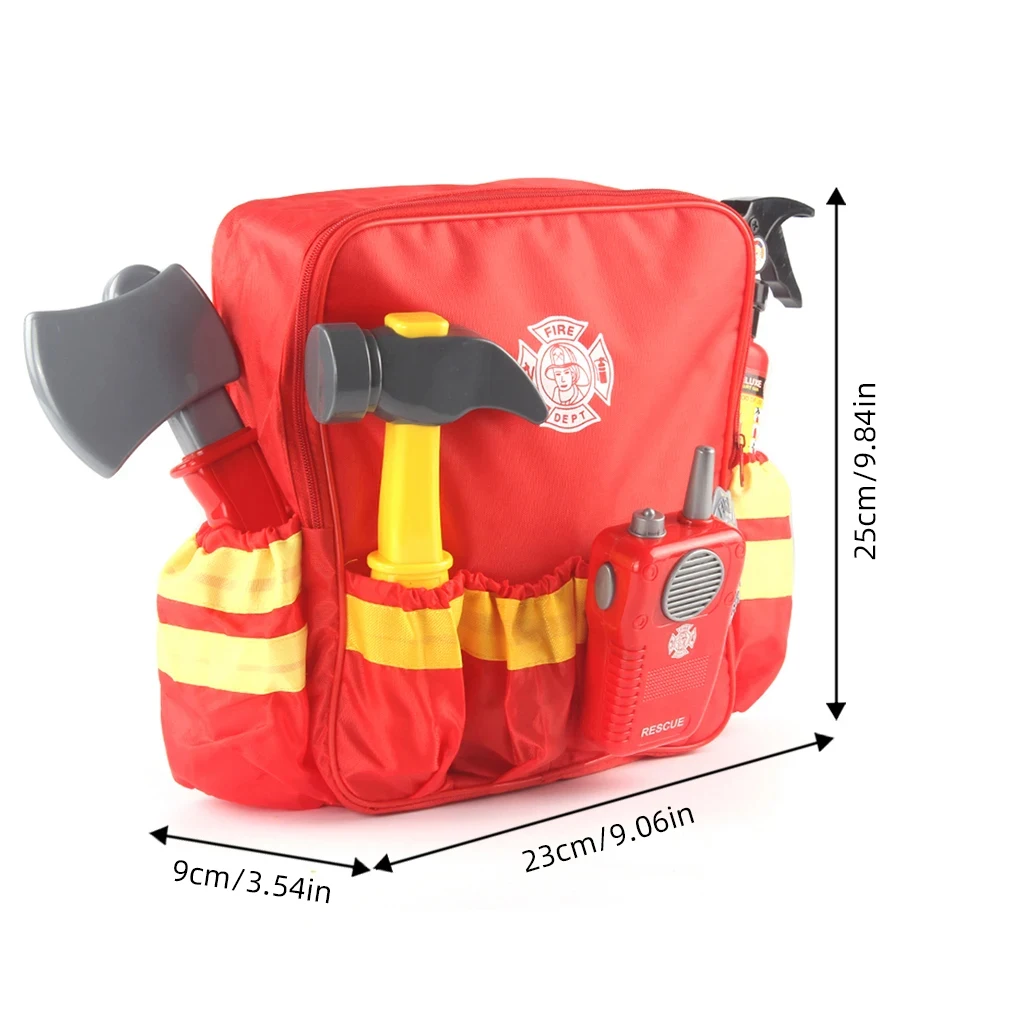 Firefighter Work-box Toy Kids Pretend Play Kits Extinguisher Hammer for Boys Girls Fireman Uniform Toys backpack Kits