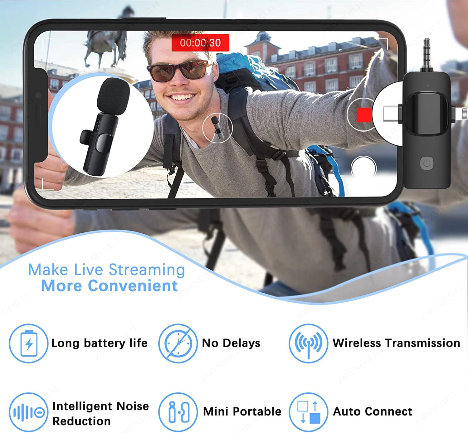 3 In 1 Wireless Lavalier Microphone 3.5mm Intelligent Noise-Reducing Mic For Iphone Android SLR Camera Loudspeaker Speake radio