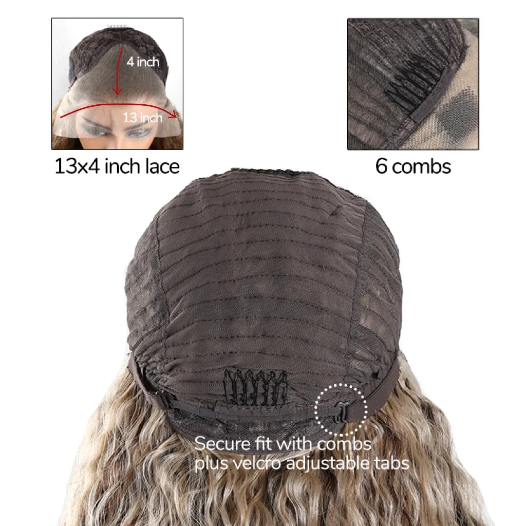 Synthetic Wig Kinky Straight 13x4 Lace Front for Women