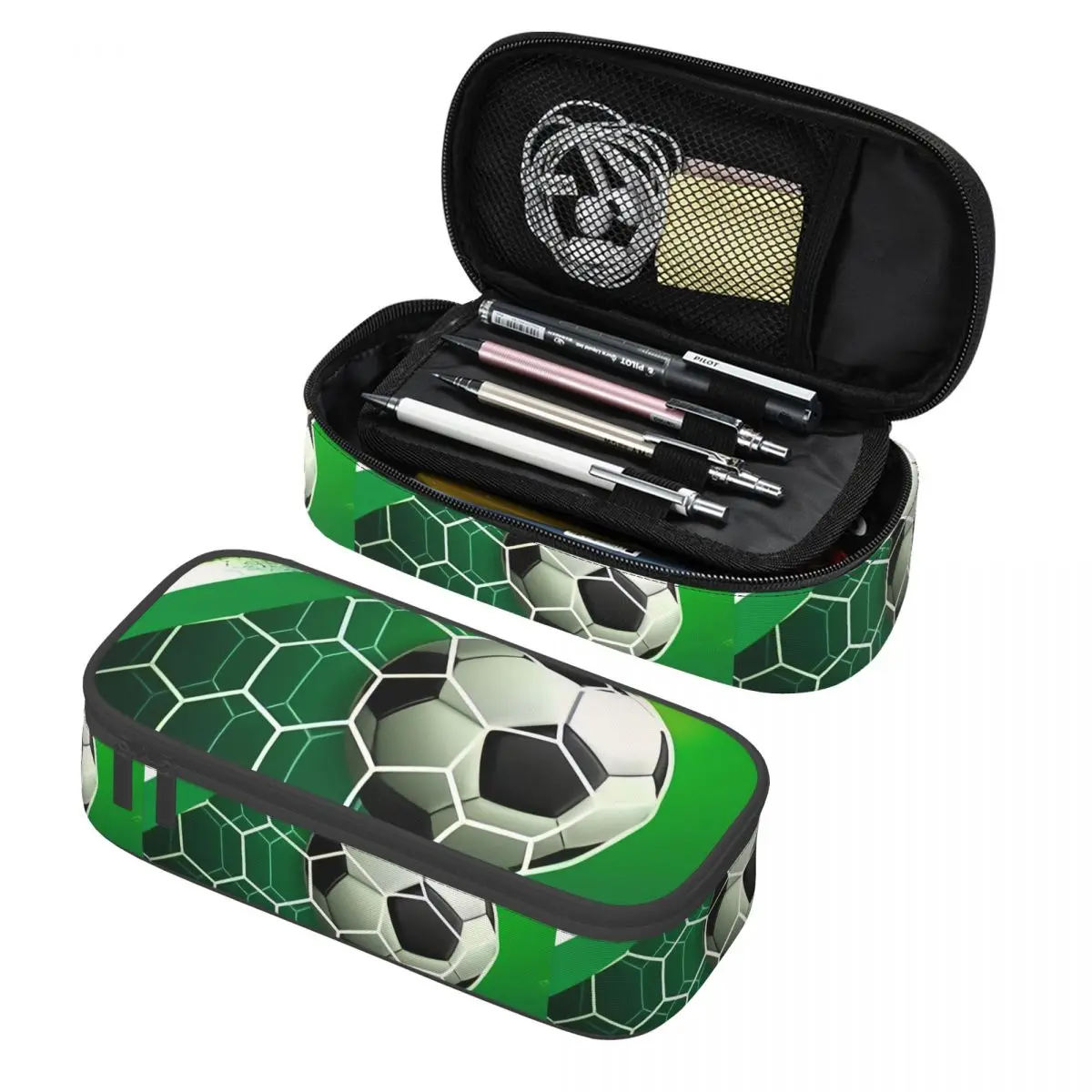 Cool Soccerly Footbally Print Pencil Case for Boy Girl Large Capacity Pen Box Bag School Supplies