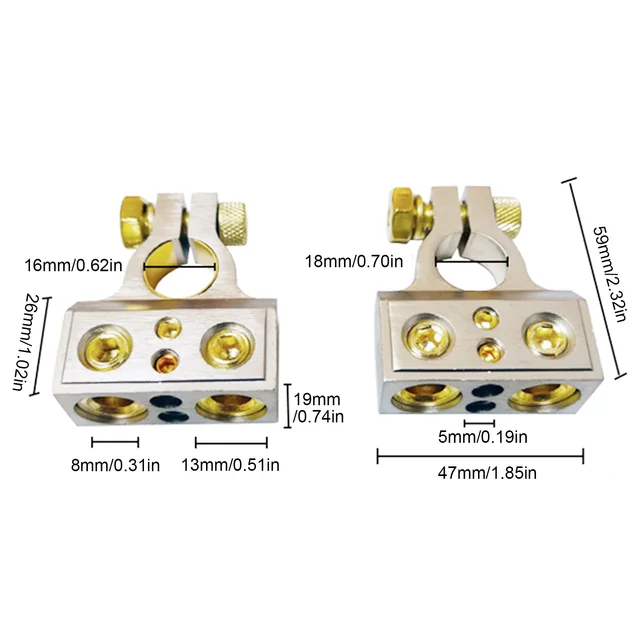 COROTC Battery Terminal Connectors – 0/4/8/10 Gauge, Positive & Negative Set With Covers - View #11