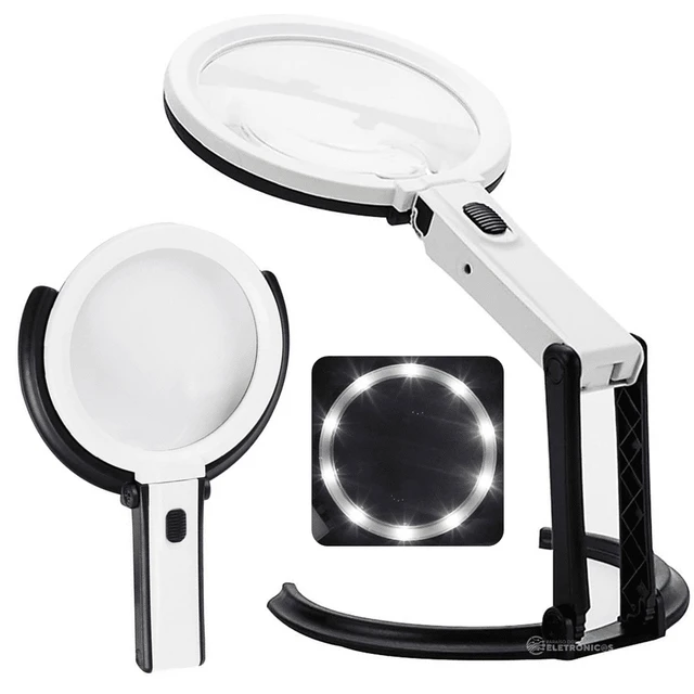 High Resolution Hand Table Magnifying Glass With Light Lighting 10 LED 12cm  For Zoom Augmentation Reading Magnification 3B1C - AliExpress