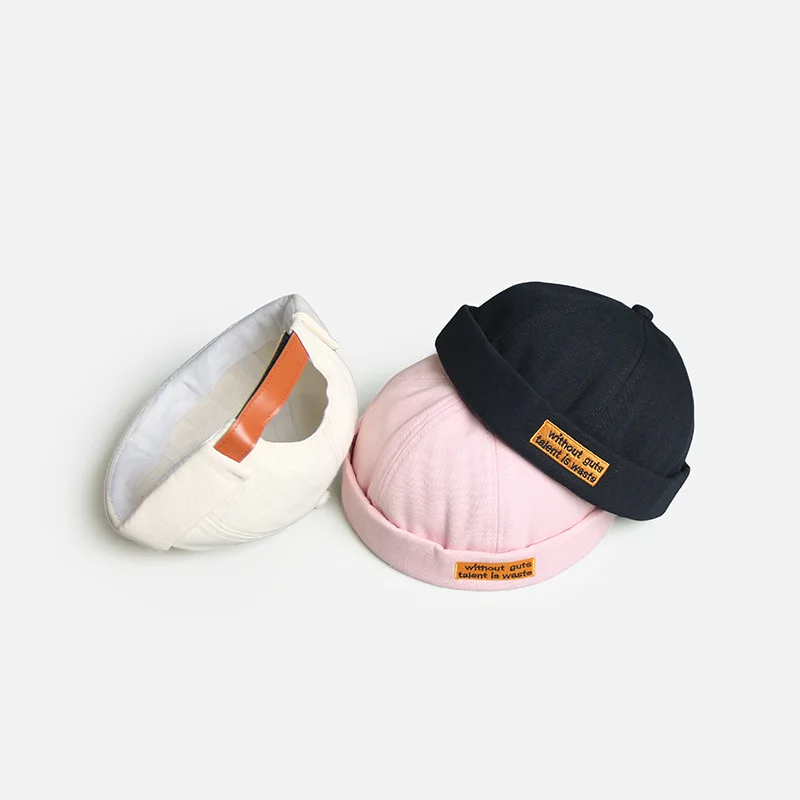 

New Women Dome Melon Brimless Beanie Hat Hip-hop Brimless Baseball Cap Skull Cap Quick-drying Color Elastic Panels Docker Hat