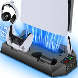 Advanced Cooling and Dual Controller Charging Station (For PS5 black)