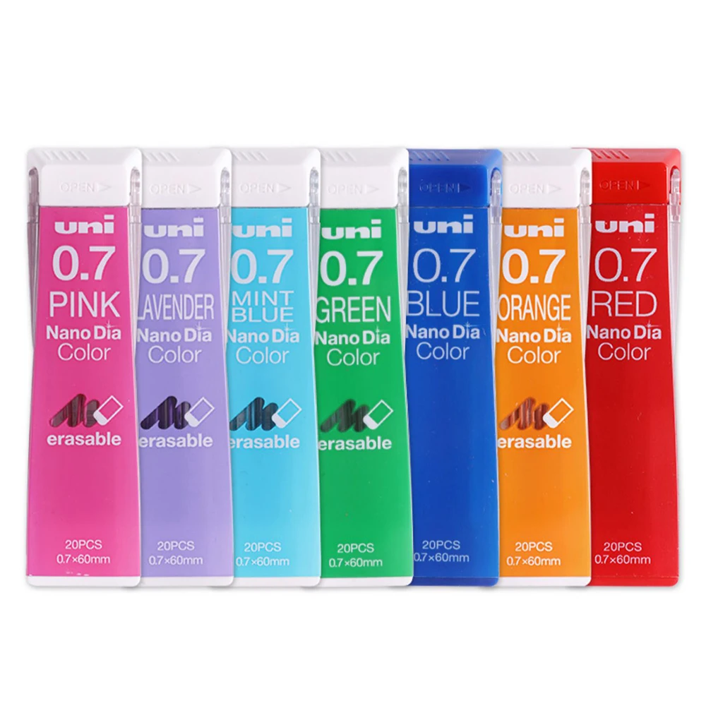 1pcs Japan UNI Color Lead 0.7mm Erasable Mechanical Pencil Refill Nano Dia 202NDC Non Breakable Cute School Art Supplies 6