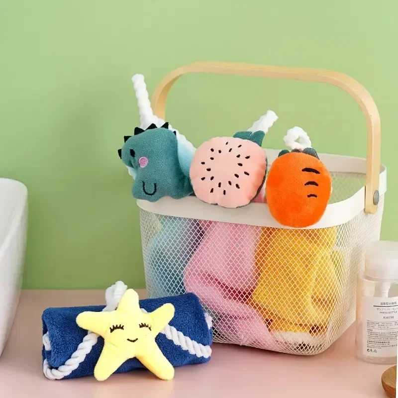 1pc Coral Fleece Hangable Hand Towels for Kids Baby Bathroom Fingertip Super Absorbent Handkerchief Bath Towel Accessories bath towel baby towel