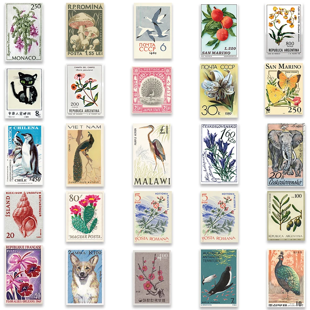 50pcs Vinyl Laptop Decals Aesthetic Retro Cartoon Stamp Style Stickers, Waterproof Graf... - SKU VLD01954 - UGI Packaging