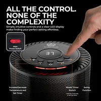 Портативный настольный электрический обогреватель, 80 ° Осциллирующий керамический вентилятор PTC мощностью 1200 Вт для спальни, офиса, внутреннего отопления, черный — изображение 4