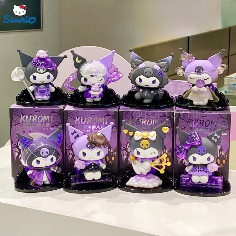 Sanrio Anime Figure Kuromi Wolf Kill Series Blind Box Cute Kuromi Toy Doll Ornamento Fatto A Mano Decorazione Del Desktop Regali