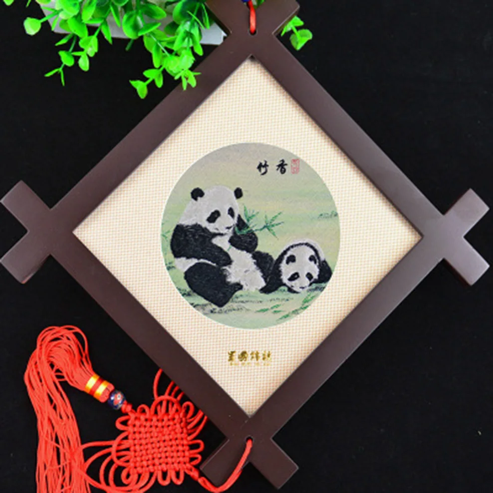 

Shu Brocade Panda Derrick Pendant Embroidery Handicrafts Chinese Style Gifts Chinese Knot Pendant Wall Home Ornaments